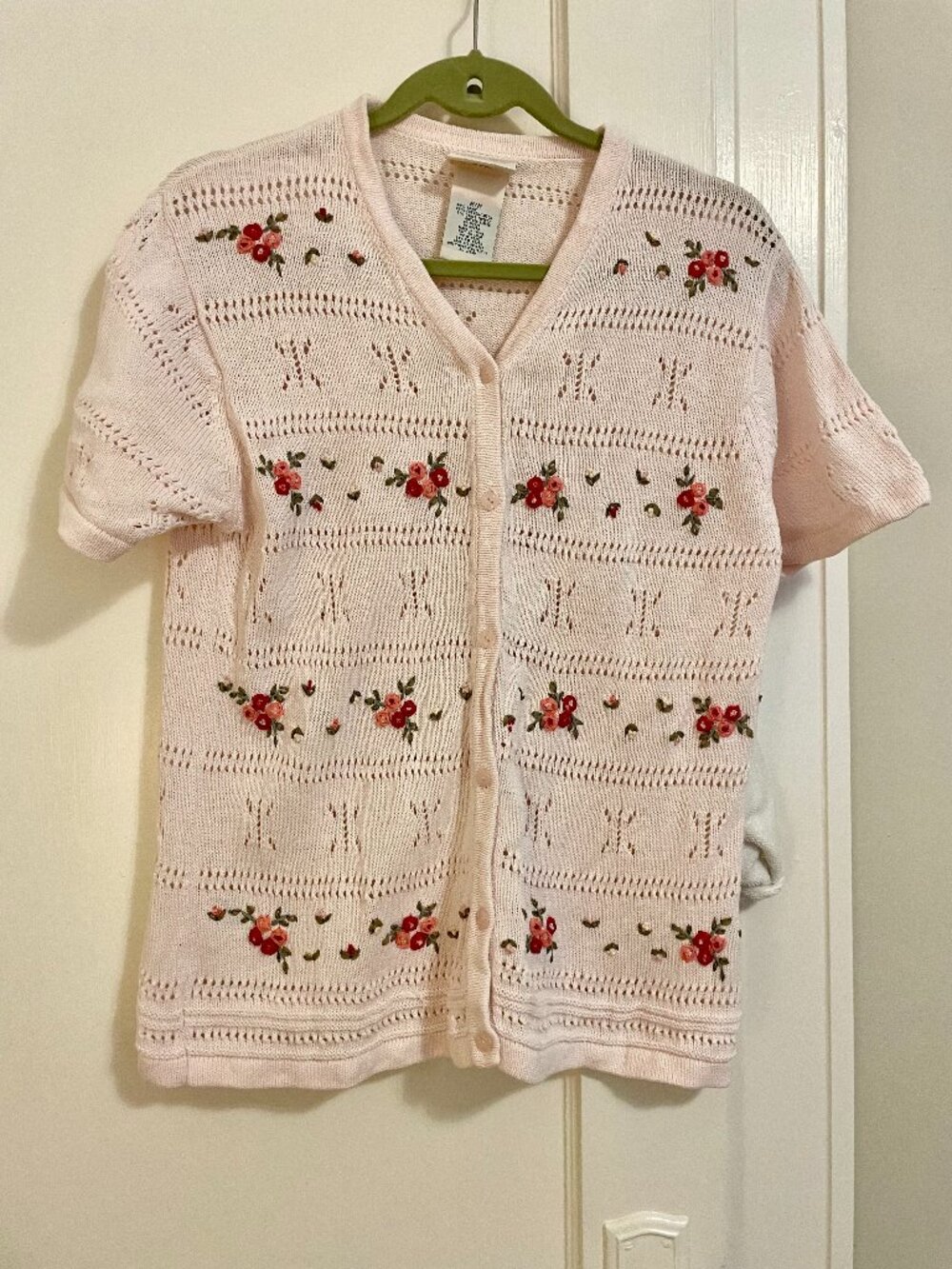 Vintage Northern Reflections Short Sleeve Cardigan Sweater Size M